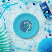 Blauer Drache Cartoon Pappteller (Party)