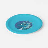 Blauer Drache Cartoon Pappteller (Schrägansicht)