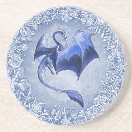 Blauer Drache der Winterfantasy Naturkunst Getränkeuntersetzer