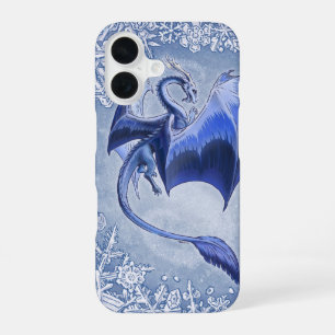 Blauer Drache der Winterfantasy Naturkunst iPhone 16 Hülle