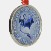 Blauer Drache der Winterfantasy Naturkunst Ornament Aus Metall (Rechts)