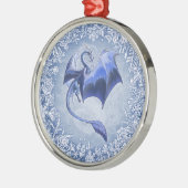 Blauer Drache der Winterfantasy Naturkunst Ornament Aus Metall (Links)