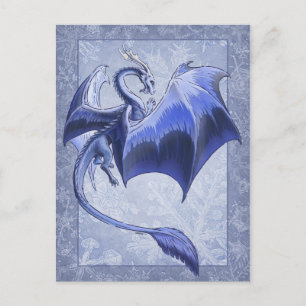 Blauer Drache der Winterfantasy Naturkunst Postkarte