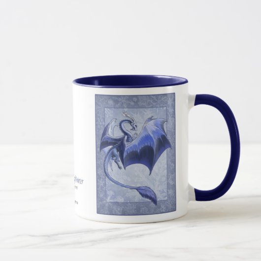 Blauer Drache der Winterfantasy Naturkunst Tasse (Rechts)