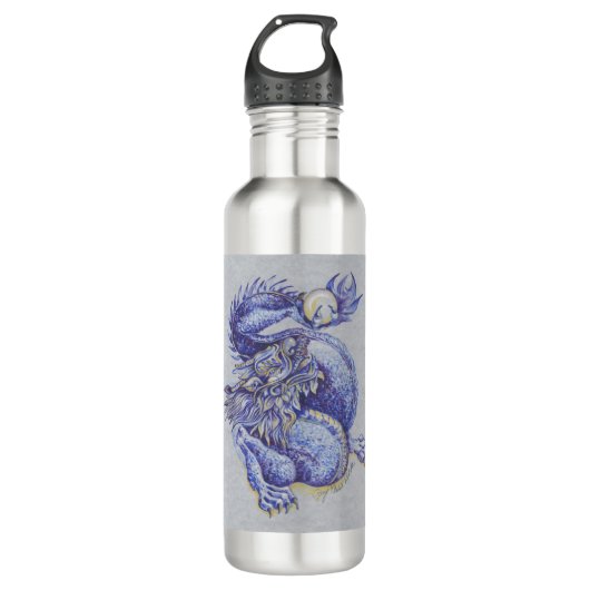 Blauer Drache Edelstahlflasche (Vorderseite)