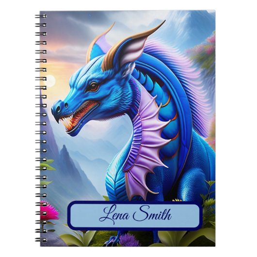 Blauer Drache, fantasievolle Digital Art Notizblock (Vorderseite)