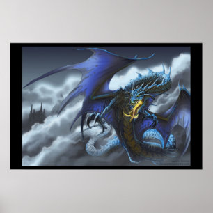Blauer Drache - "Fliege bis zum Nacht " Poster