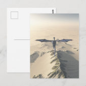 Blauer Drache fliegt über Wintergebirge Postkarte (Vorne/Hinten)