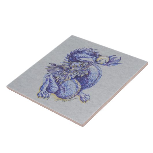 Blauer Drache Fliese (Seite)