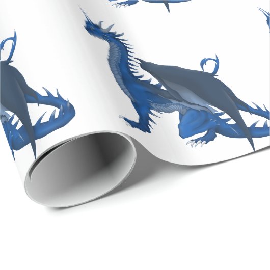 Blauer Drache Geschenkpapier (Rolleneckpunkt)