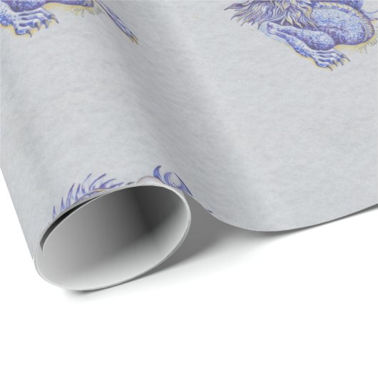 Blauer Drache Geschenkpapier (Rolleneckpunkt)