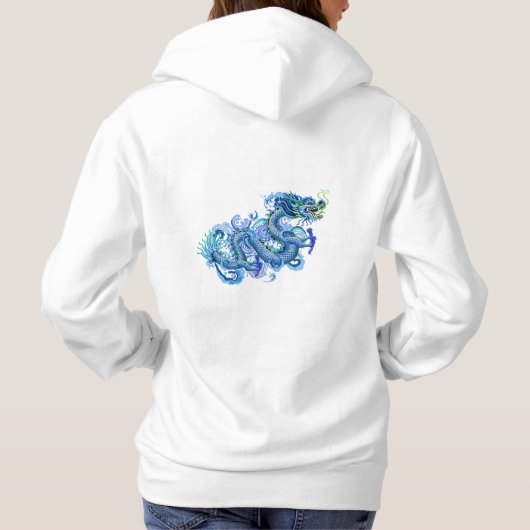 Blauer Drache Hoodie (Rückseite)