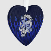 Blauer Drache im Chrom-Kohlenstoff, der Flammen Ornament (Vorderseite)