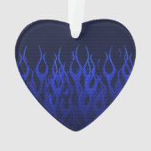 Blauer Drache im Chrom-Kohlenstoff, der Flammen Ornament (Rückseite)