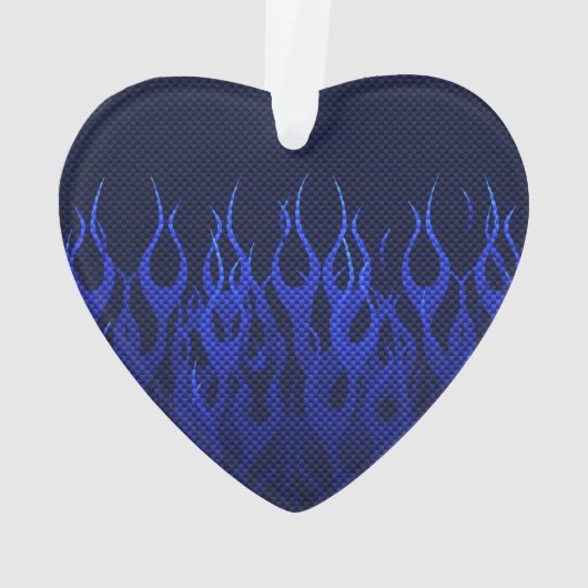 Blauer Drache im Chrom-Kohlenstoff, der Flammen Ornament (Rückseite)