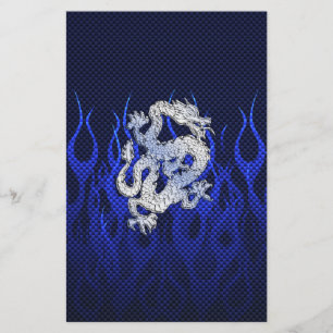 Blauer Drache in den Chrom-Kohlenstoff-Faser-Arten Briefpapier