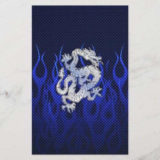 Blauer Drache in den Chrom-Kohlenstoff-Faser-Arten Briefpapier (Vorderseite)