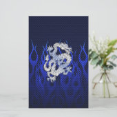 Blauer Drache in den Chrom-Kohlenstoff-Faser-Arten Briefpapier (Stehend Vorderseite)