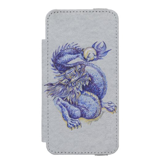 Blauer Drache Incipio iPhone Geldbeutel-Hülle (Folio Vorderseite)