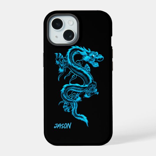 Blauer Drache iPhone 15 Hülle (Rückseite)