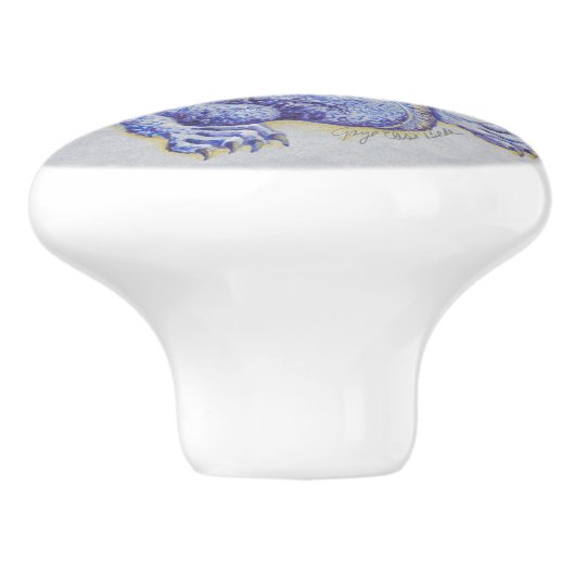 Blauer Drache Keramikknauf (Seitenansicht)