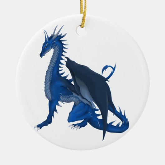 Blauer Drache Keramikornament (Vorne)