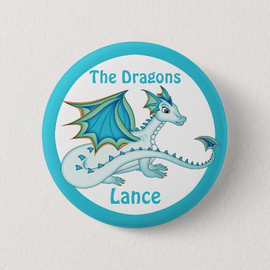 Blauer Drache-Knopf Button (Vorderseite)