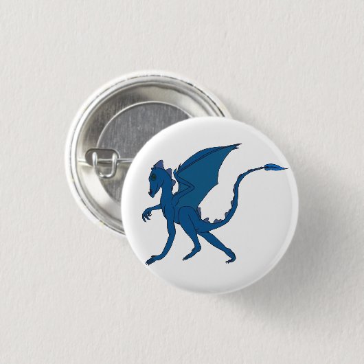 Blauer Drache-Knopf durch IDC. Button (Vorne & Hinten)