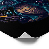 blauer Drache mit lila Kopf lila Poster (Ecke)