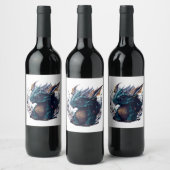 blauer Drache mit lila Kopf lila Weinetikett (Flaschen)