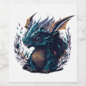 blauer Drache mit lila Kopf lila Weinetikett (Einzelnes Label)