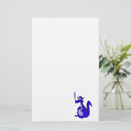 Blauer Drache mit Rauch Briefpapier (Stehend Vorderseite)