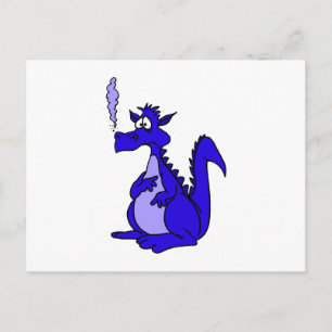 Blauer Drache mit Rauch Postkarte