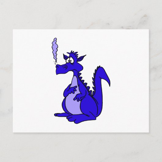 Blauer Drache mit Rauch Postkarte (Vorderseite)