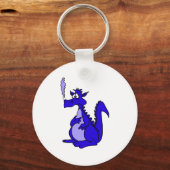 Blauer Drache mit Rauch Schlüsselanhänger (Vorderseite)