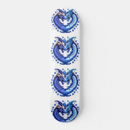 Blauer Drache mit Sternen Skateboard (Vorderseite)