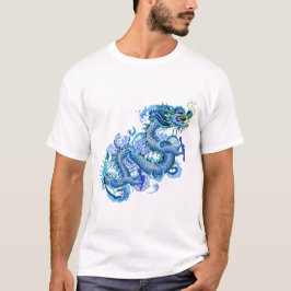 Blauer Drache mit Wasser spritzt T-Shirt
