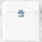 blauer Drache Quadratischer Aufkleber (Tasche)