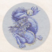 Blauer Drache Runder Pappuntersetzer (Vorderseite)
