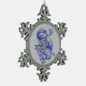 Blauer Drache Schneeflocken Zinn-Ornament (Links)