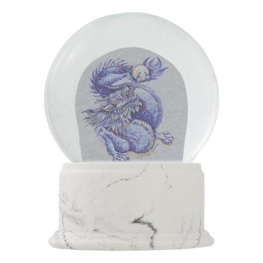 Blauer Drache Schneekugel (Rückseite)