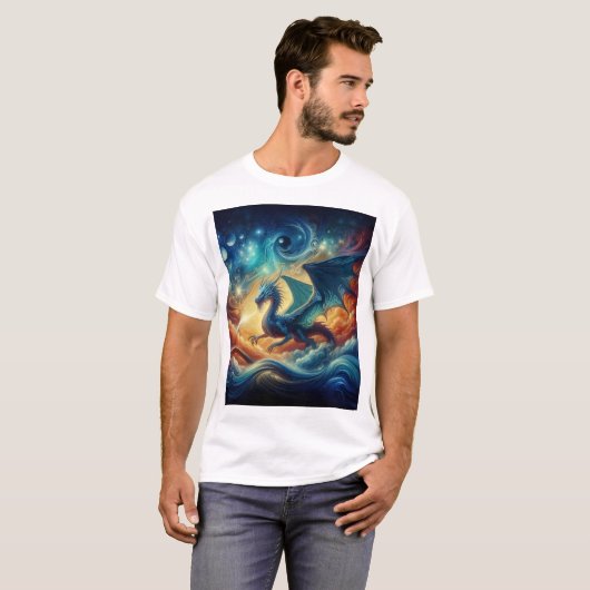 Blauer Drache T-Shirt (Vorne ganz)