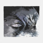 Blauer Drache und MondIllustration Fleece Blanket (Vorderseite (Horizontal))