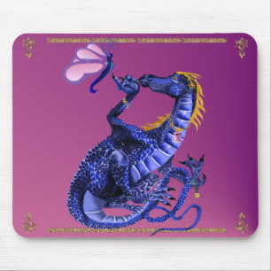 Blauer Drache und Schmetterling Mousepad