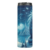 Blauer Drache unter Vollmond Thermosbecher (Rückseite)