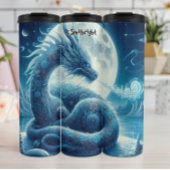 Blauer Drache unter Vollmond Thermosbecher