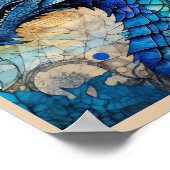 Blauer Drache zum Einrahmen bereit Kunstprint Poster (Ecke)