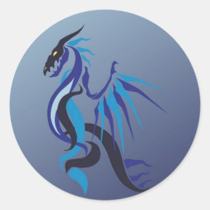 Blauer Drachenflame Runder Aufkleber