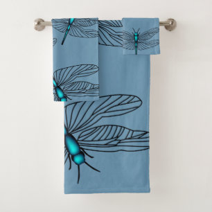 Blauer Drachenfliege Badetuch Set