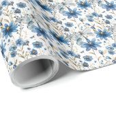Blauer Drachenfliege und Blume Blumengiftwrap Geschenkpapier (Rolleneckpunkt)
